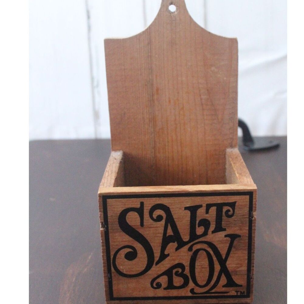 Vintage Wood Hanging Salt Box